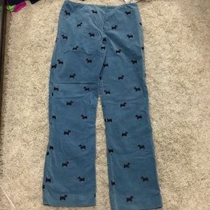 Lilly Pulitzer blue pants with dog embroidery